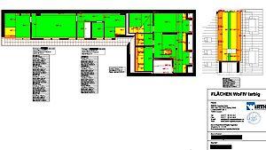 Wohnflächenberechnung mit Bild und Tabelle