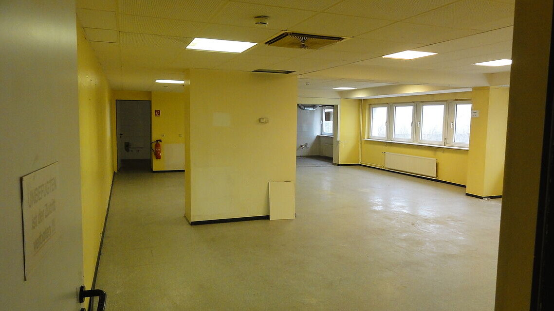 Innenansicht der Gewerbehalle.