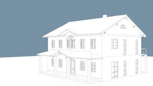3D-Entwurf für den Neubau eines Einfamilienhauses.